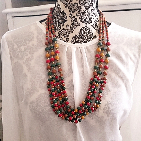 Layered, Multi Strand Beaded Necklace - Picture 4 of 13